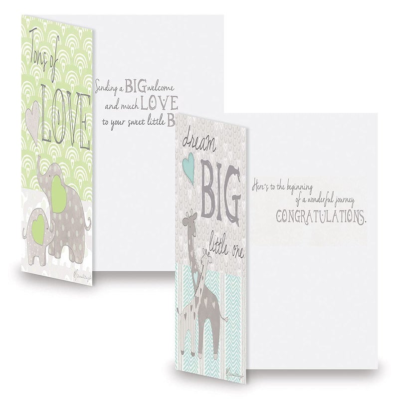 Current Heartfelt Baby Congratulations Greeting Cards - 8 Pack (4 Designs), New Baby Congrats Welcome, Large 5 x 7 Inch with Sentiments - Image 3